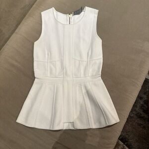 A.L.C. Ivory Sleeveless Top with Gold Zipper Peplum